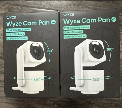 Wyze Cam Pan v4 4K UHD Indoor/Outdoor Plug-In Pan & Tilt Security Camera LOT X 2