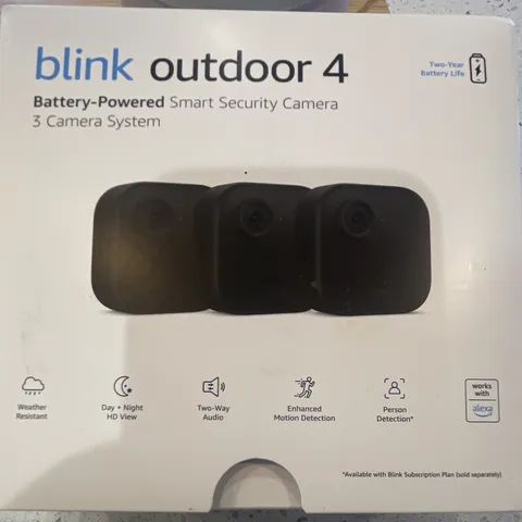 Blink Outdoor 4 4th Gen Battery Wi-Fi Security Cameras 3-Pack Alexa Black