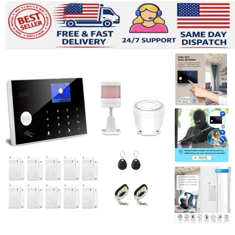 Advanced 17-Piece WiFi & 3/4G GSM Home Security Alarm System - Smart Life Com...