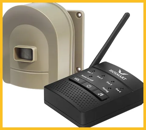 Hosmart 1/2 Mile Wireless Driveway Alarm System 1 Receiver 1 Sensor Weatherproof