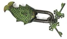 Fish Shape Lock Antique Vintage Style Handmade Brass Padlock With Working Keys