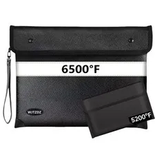 Upgraded 6500° Fireproof Document Bag for Cash,13.9"×10.7"& 8"×5"Small Fire P...