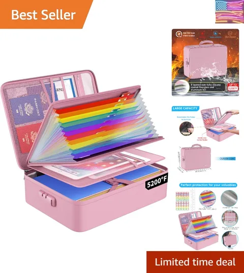 Fireproof File Organizer Bag with 13 Colorful Pockets Accordion File Folder,5...