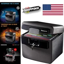 Fireproof Document Safe with Key Lock Waterproof File Folder Box 0.65 Cubic Feet