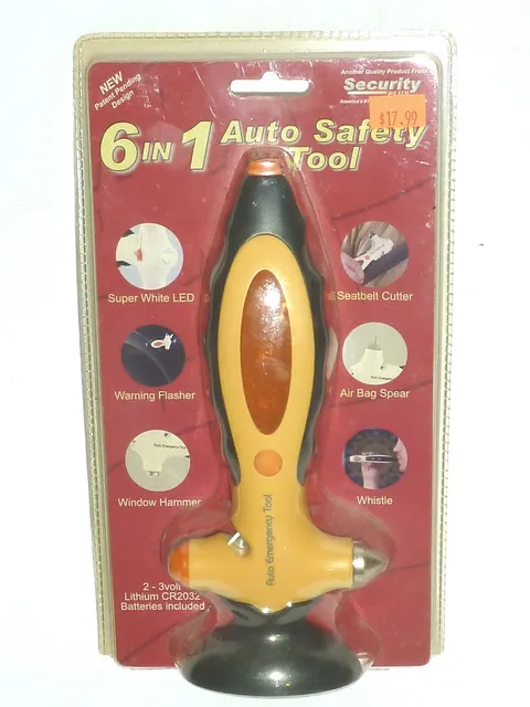 AweKoi Automotive / Car 6 In 1 Safety Tool, Glass Breaker, Flasher, Flashlight 
