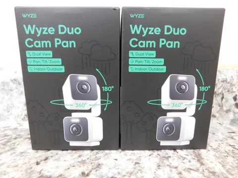 (2) Wyze Pan Cam Duo Dual-Lens Indoor/Outdoor 2K Security Camera with Pan/Tilt