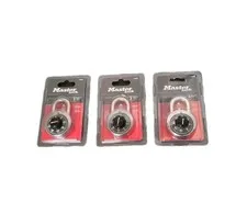 Stainless Steel Padlock Master Locks Combination 1500D 3 Digit 3pk 3/4 19mm NIB