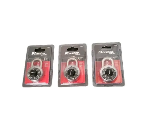 Stainless Steel Padlock Master Locks Combination 1500D 3 Digit 3pk 3/4 19mm NIB