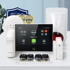 HOMSECUR Wireless WIFI 4G 2G LCD Home House 7" Alarm System+4*PIR+Door Sensor