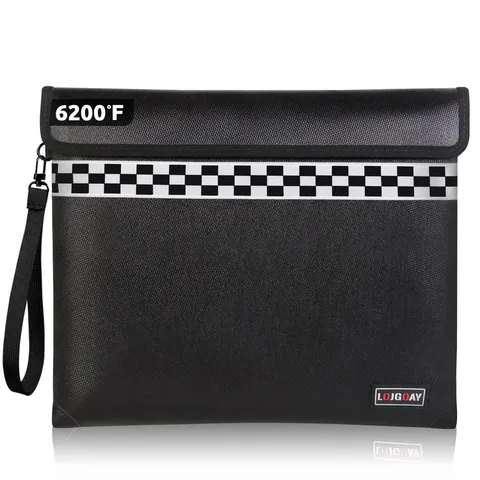 Lojgoay Fireproof Document Money Bag 6200F Fire Resistant Zipper Water