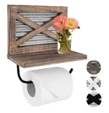 Autumn Alley Rustic Farmhouse Toilet Paper Holder with Shelf for Wi... Fast Ship