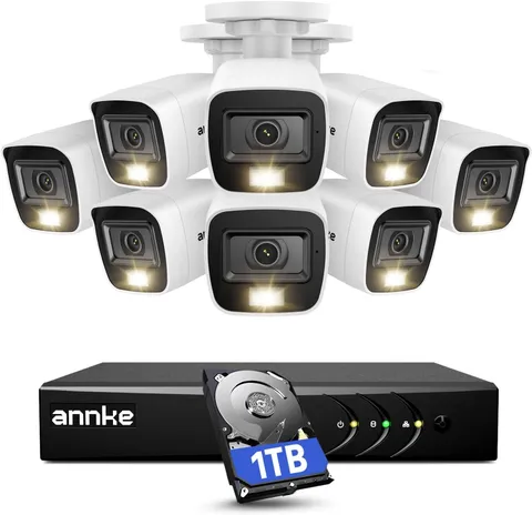Home Wired Camera Security System with Audio, 8CH 3K Lite H.265+ AI DVR with 1 T