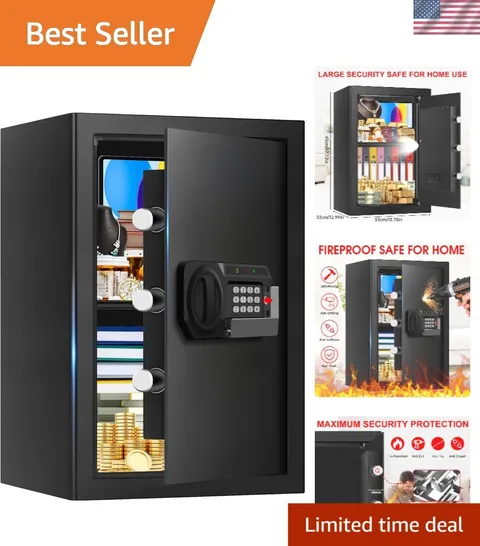 3.3 Cuft Large Home Safes Water and Fireproof, Anti-theft Floor Safe for Home...