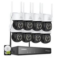 SANNCE 5MP Wireless Pan&Tilt Color Security Camera System 10CH NVR Two Way Audio