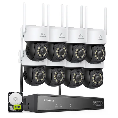 SANNCE 5MP Wireless Pan&Tilt Color Security Camera System 10CH NVR Two Way Audio