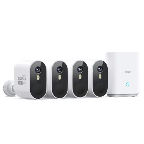 aosu Security Cameras Outdoor Wireless, 4-Cam-Kit, 166° white