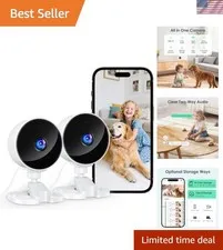2-Pack Indoor Security Camera Set - 1080p HD, Night Vision & Two-Way Audio