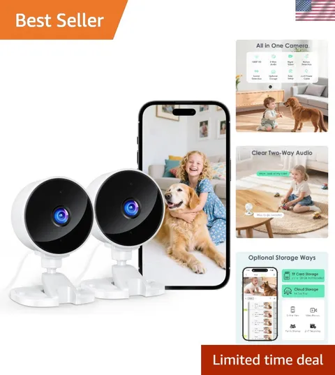 2-Pack Indoor Security Camera Set - 1080p HD, Night Vision & Two-Way Audio