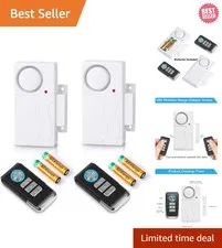 Battery-Powered Wireless Door Alarm Set - 2 Pack, 105 dB Alerts for Home Safety