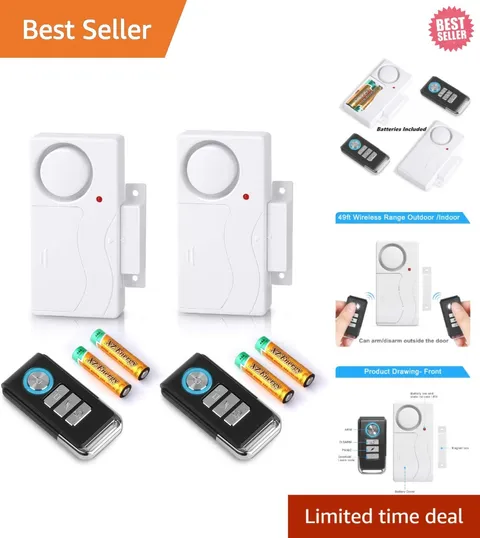 Battery-Powered Wireless Door Alarm Set - 2 Pack, 105 dB Alerts for Home Safety