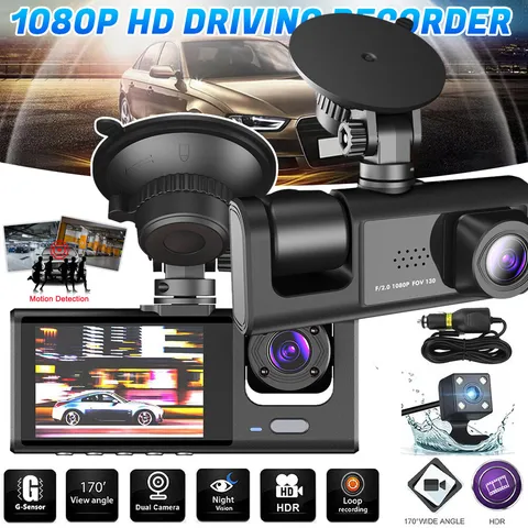 3 Canale Camara De Seguridad Dash Cam Para Carro Auto Delantero/Trasero/Interior