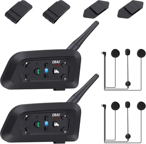V6 Pro Motorcycle Helmet Bluetooth Intercom Headset 1200M 2 People Full Duplex W