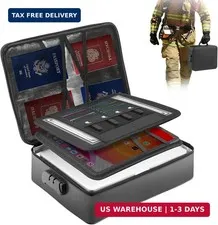 Kanhiro Fireproof Document Box with Lock - Upgraded Waterproof Fireproof Documen