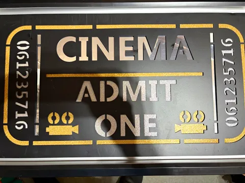 Cinema Admit One Motion Sensor Lighted Wall Decor Sign, Battery, Black/Gold