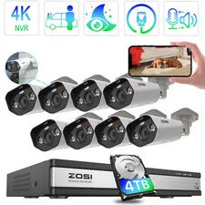 POE Security Camera System with Color Night Vision,  5MP Outdoor POE Security Ca