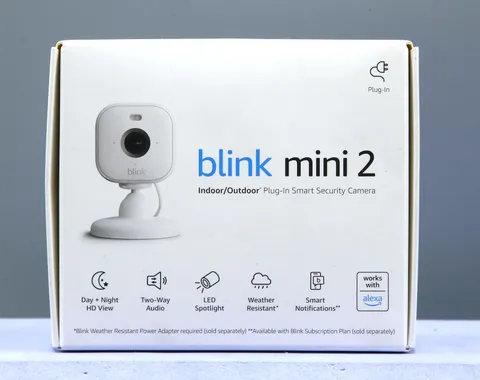 Blink Mini 2 Indoor/Outdoor Plug-in Smart Security Camera W/ Built-in Mic, White