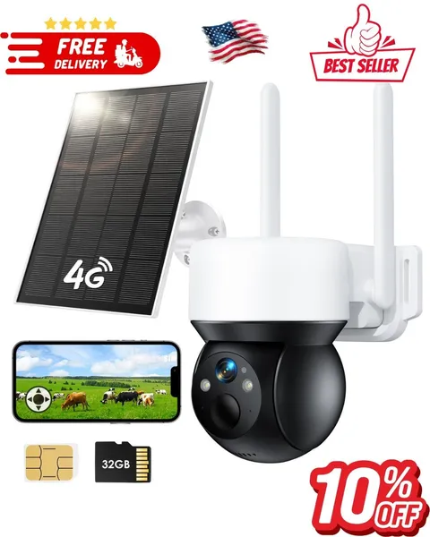 4G Camaras De Seguridad Sin WIFI Para Casa Exterior Inalambricas Con Panel Solar