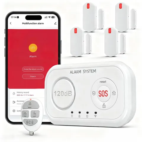 Home Security System Wireless, Smart WiFi Alarm System DIY Kit with 120dB Sir...