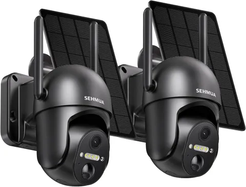 2 Pack Solar Security Cameras Wireless Outdoor, 2K 360° View Battery Powered