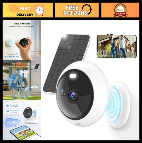 1080P Wireless Outdoor Security Camera with Solar Panel & Magnetic Mount