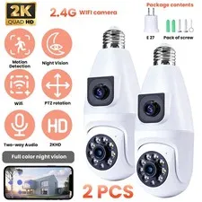 2PCS Wireless Security Camera System Outdoor Home 5G Wifi Night Vision Cam 2K6MP