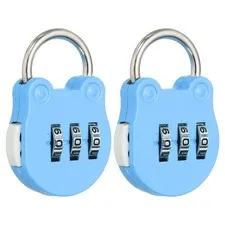 Combination Padlock (Small, Blue)(2 Pcs),Cat Shackle Code Locks