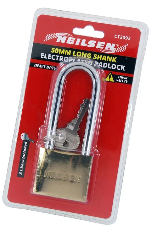 50mm Brass Long Shank Padlock Heavy Duty with 3 Keys for Luggage Suitcase