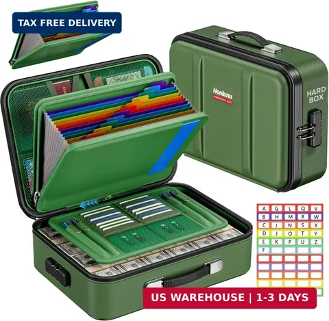 Fireproof Document Box with Lock, Hard Case Safe Box Water Resistant Document Or