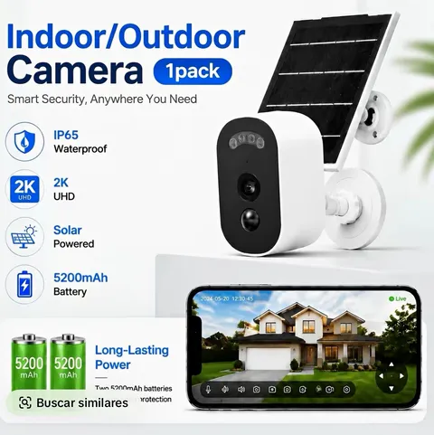 JOOAN 2K UHD WiFi Camera IP65 Waterproof Solar Battery, 1 Pack