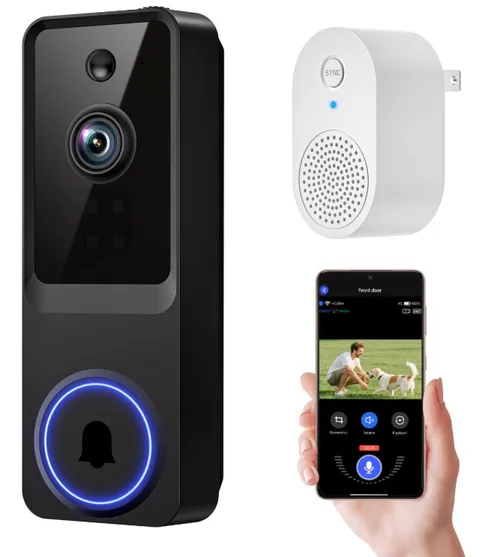 Videoportero WiFi 1080P con Visión Nocturna, Audio y Detección Inteligente