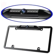 License Plate Frame Backup Camera Night Vision Car 8 LED CVBS Model, Black