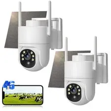 2Pcs 4G LTE Cellular Security Camera Outdoor |No Internet Needed |PIR Detection