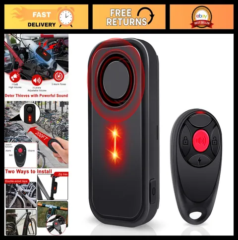 Anti-Theft Bike Alarm System 113dB - Motion Sensor Security Alert for E-Bike, Mo