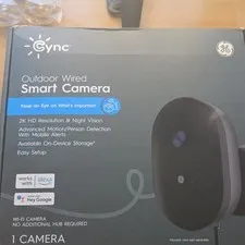 Cync by GE Outdoor Wired Smart Camera 2K Wi-Fi Night Vision 2-Way Audio 1PK