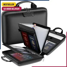 Fireproof File Organizer with Lock, Hard Case Fireproof Document Box with 13 Poc