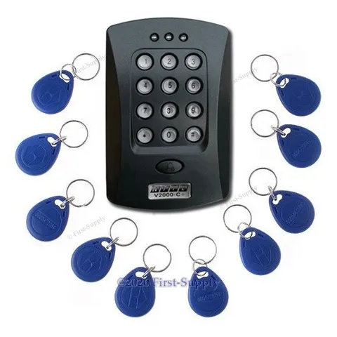 Door Access Control Keypad RFID ID Proximity Reader +10 ID 125Khz Cards(Key Fob)