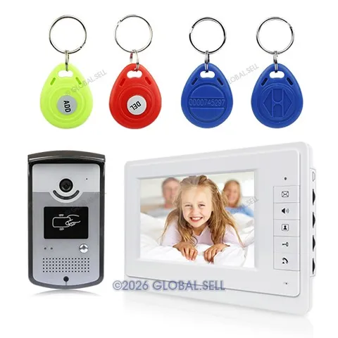 7"Wired Video Door Phone Doorbell Home Security Intercom System 1-In 1-Out RFID