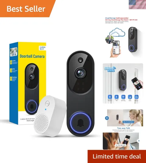 Two-Way Audio 1080P Video Doorbell with Encrypted Cloud Storage & Motion Sensor