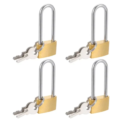 4Pcs Solid Brass Padlock with Key 13/16" Wide Body 1.4 Inch Long Shackle Lock
