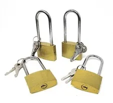 4 Padlock Cast Iron / Stainless Steel Keyed Long Shackle Lock 85 mm x 37 mm Gold